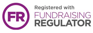 Logo of the Fundraising Regulator, with the words 'Registered with' above it.